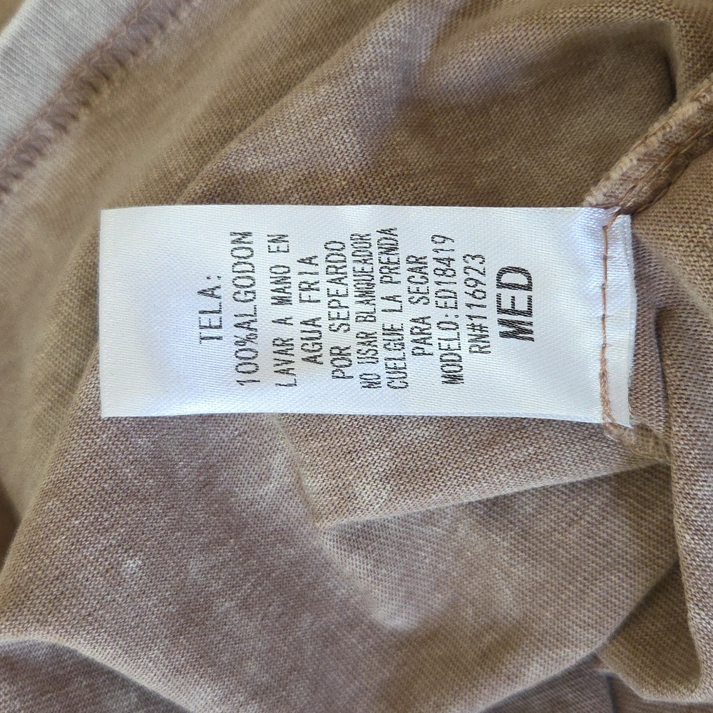 NWT EASEL Los Angeles Smiley Face Mineral Wash Cotton Tunic Dress Khaki Size M - Picture 7 of 7